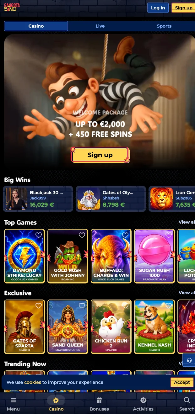 Gangstasino Casino -sovellus